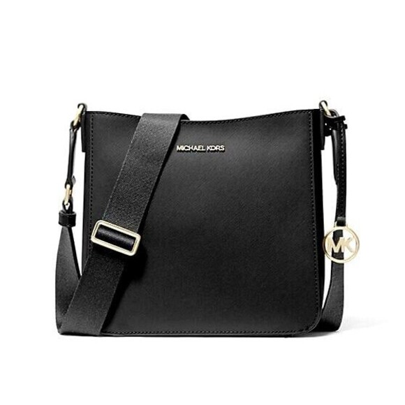 New Michael Kors Jet Set Travel Small Messenger Bag Faux Leather Black - Picture 1 of 4